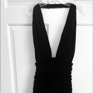 Black backless chiffon short cocktail dress